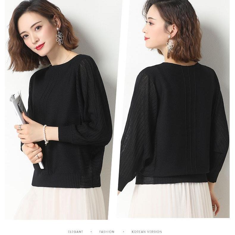 Dámské volné úplety nadměrných velikostí krátké pletené trička prolamované netopýří košile pletené topy