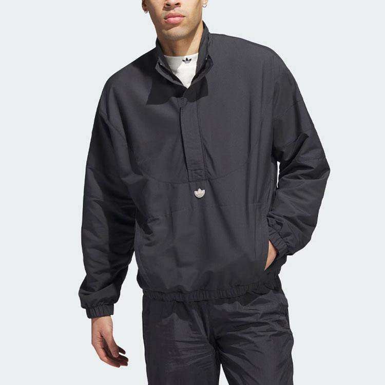 Adidas Originals Puffer Po Basketball Jacket Solid Logo Basketball Pullover Men Jacket Black IK3562