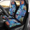 Bulopur Multicolor Polyester Universal Fit Car Truck SUV Van Automotive Seat Covers, 2pcs Front, Hibiscus Floral & Sea Turtle Print