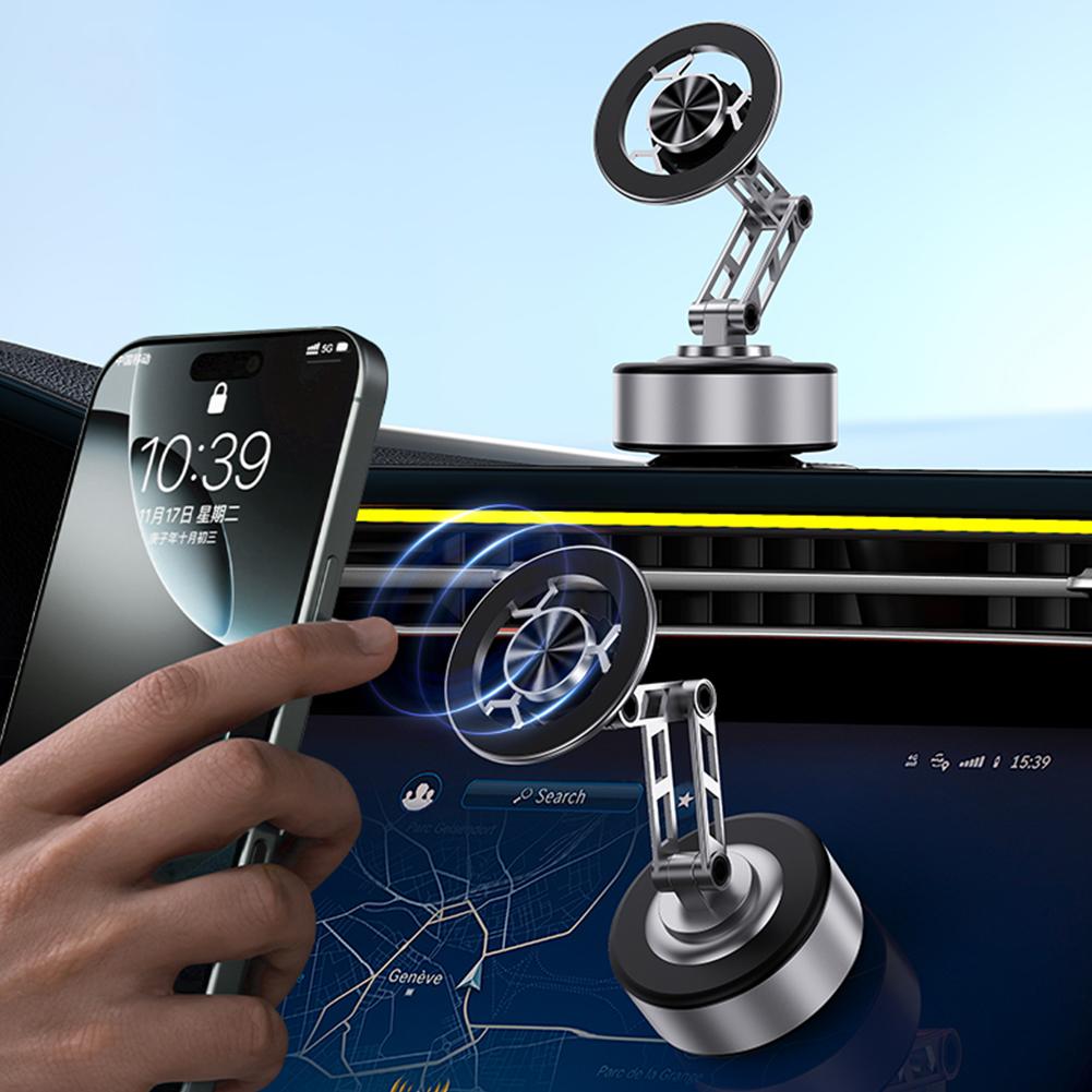 Magnetic Car Navigation Holder 360° Rotatable Vacuum Adsorption Car Phone Mount Folding Mobile Phone Stand for Car/Gym/Shower