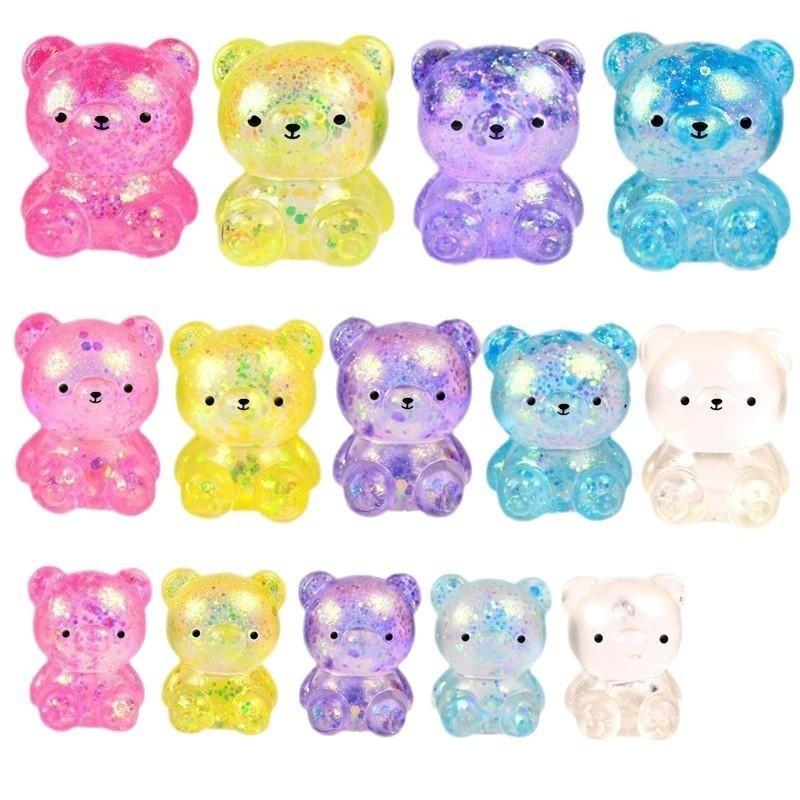 Soft Fluffy Glitter Bear Stress Relief Toy Slow Rise Maltose Candy Fidget Toy for ADHD Autism Users