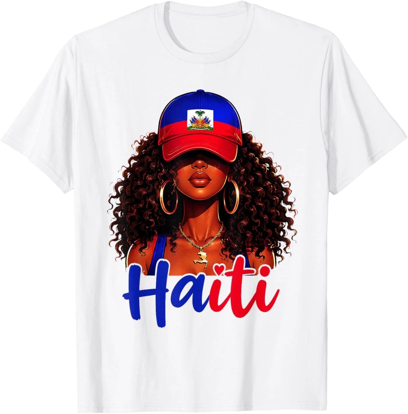 Haitian Princess Haiti Flag Melanin for Black Girls Women T-Shirt 4XL