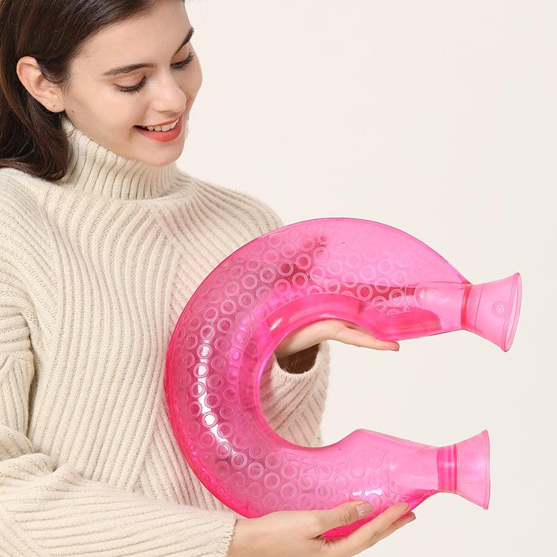 U-förmige Wärmflasche Transparent Gefüllt Mit Wasser Tasche Für Halswirbel Kompresse Hals Warme Wasser Flasche Wärmt Hals