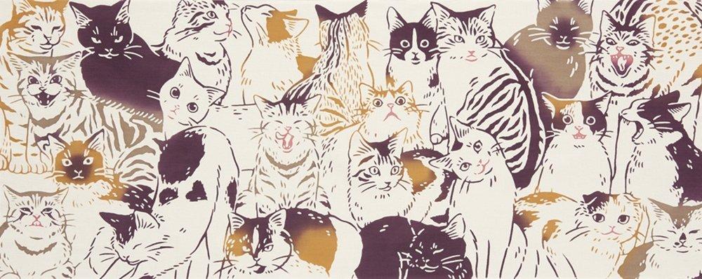 Miyamoto Towel Kenema Tenugui Cat 36 X 51692 (Tenugui) - Design, 90cm,