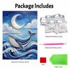 Kit de Pintura de Perlas sin Marco DIY Ballena Azul Luna Arte de Perlas Brillantes 3D Lienzo Manualidad Creativa Relajante para Decoración de Pared del Hogar Regalo