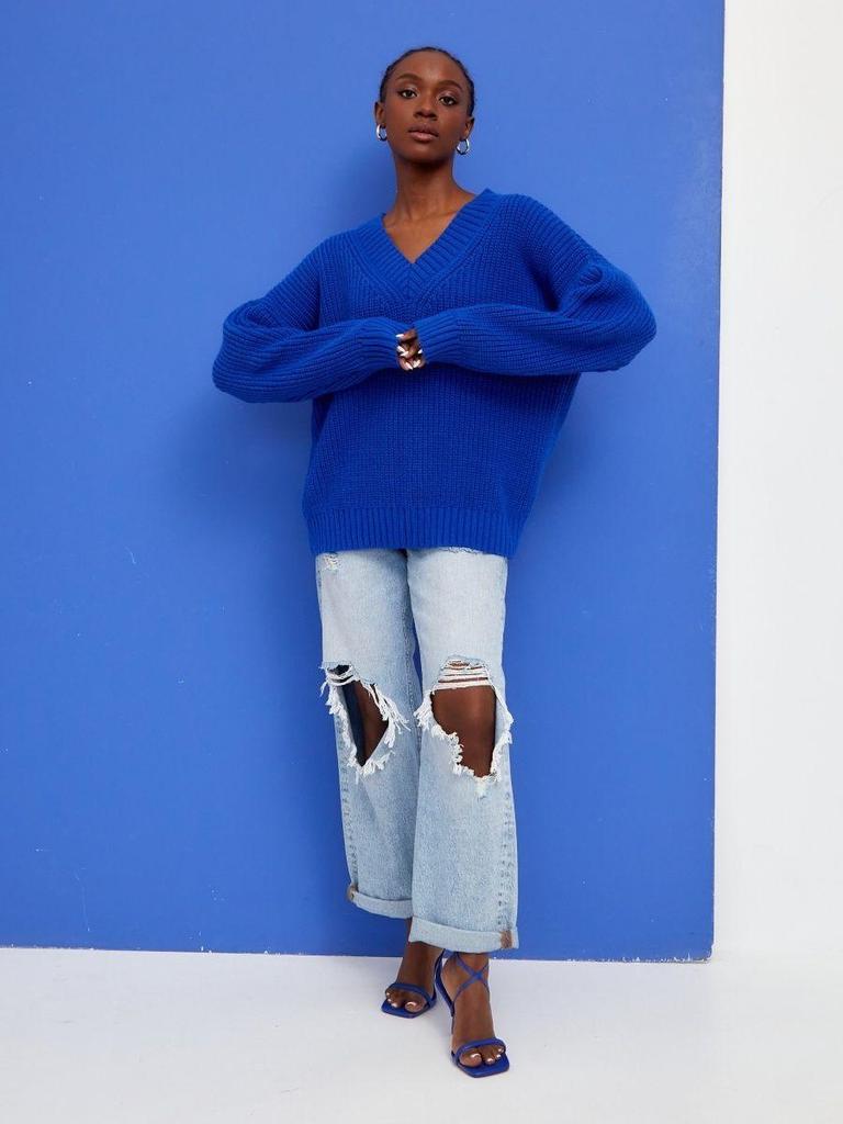 049 Women's V-Neck Loose Sweater: New Autumn/Winter, European American Style