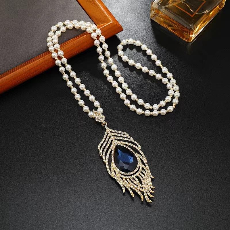 Necklace Beads Long Vintage Boho Rope Slice Chain Stone Pendants Bohemian Ethnic Women