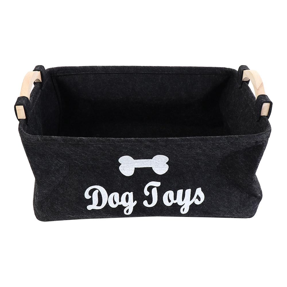 Felt Pet Toy Bin Box Cartoon Pattern Foldable Pet Toy Organizer Clothing