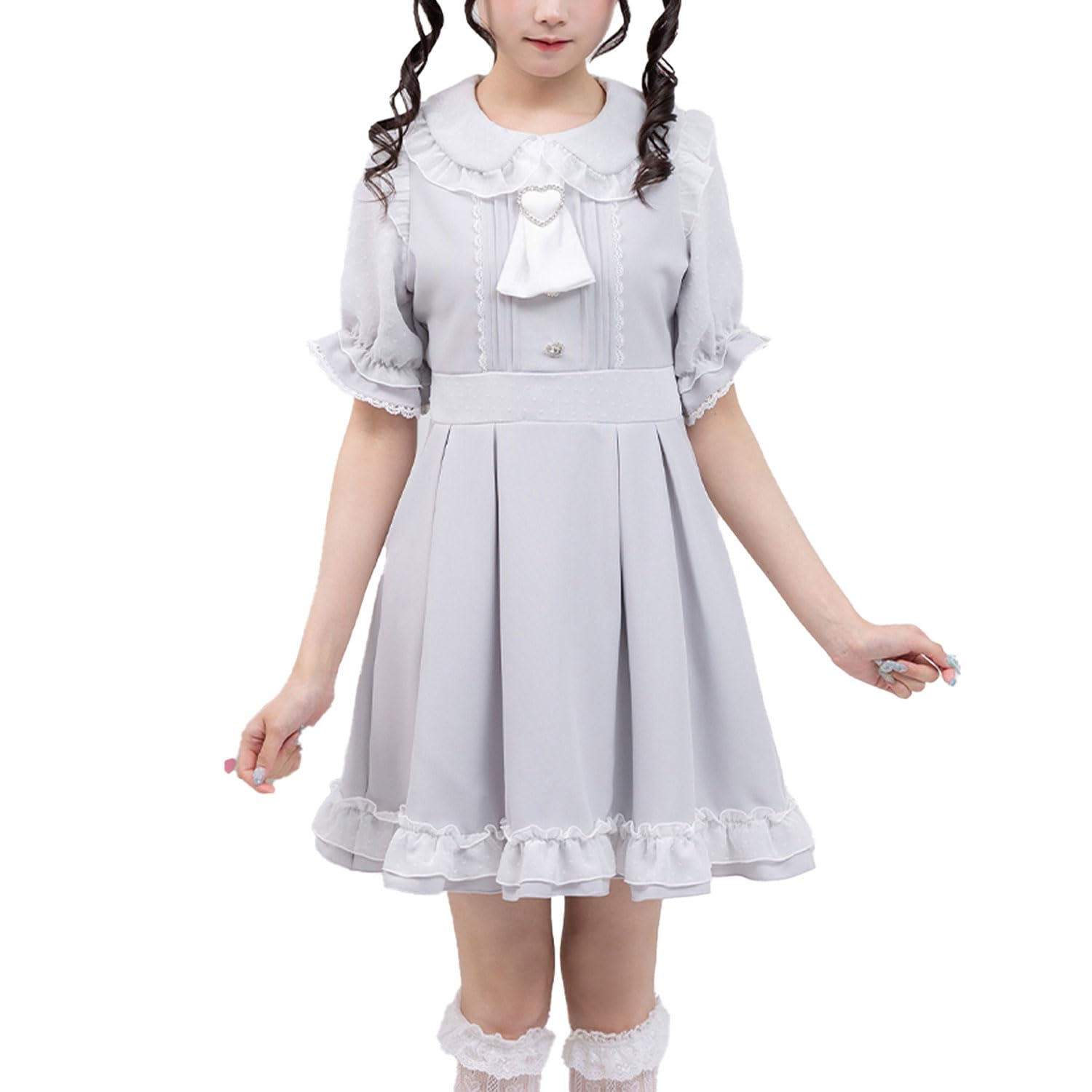 

Платье-шарф в горошек, Синий x Белый, LL, Массовое производство, Yumetenbo