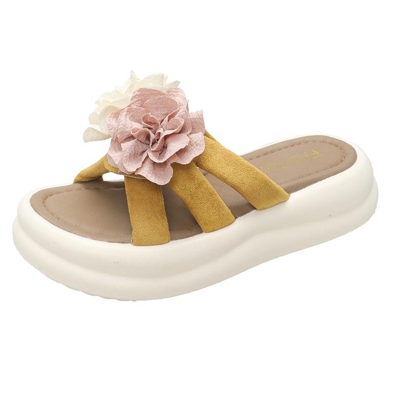 

Камелия крутые тапочки женские летние новые толстоподошвенные пляжные с открытым носком большого размера тапочки женские 41 жёлтый