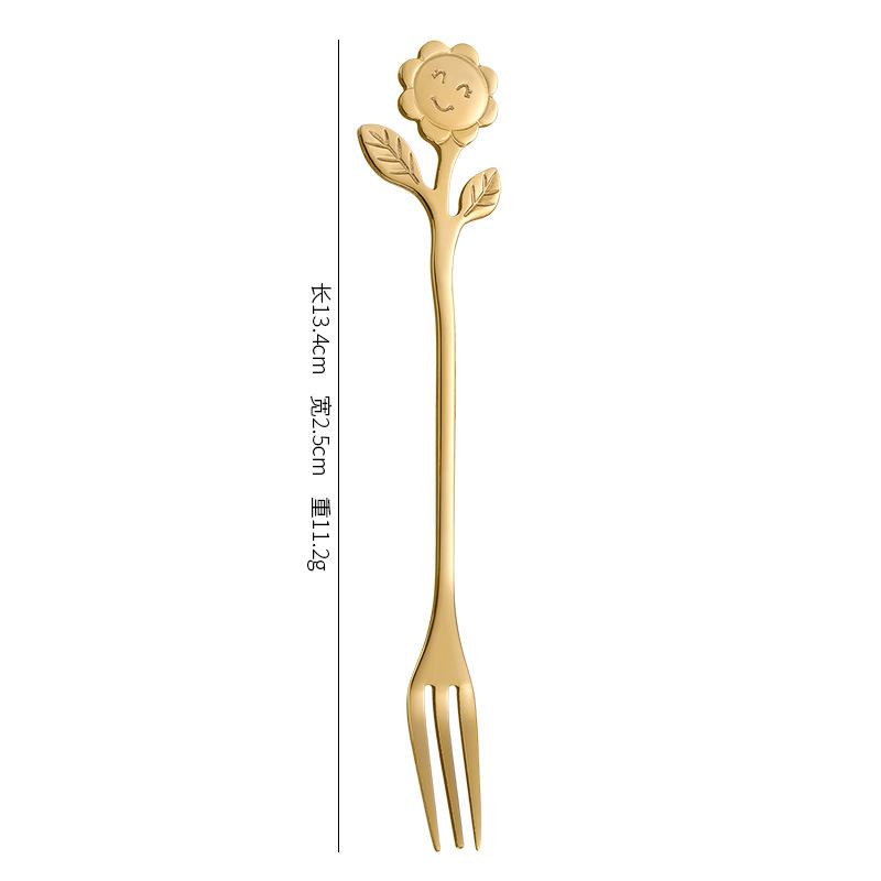 Lovely Stainless Steel Spoon Smiley Sunflower Handle Coffee Spoon Fork Dessert Ice Cream Spoon Tea Spoon Kitchen Accessories4