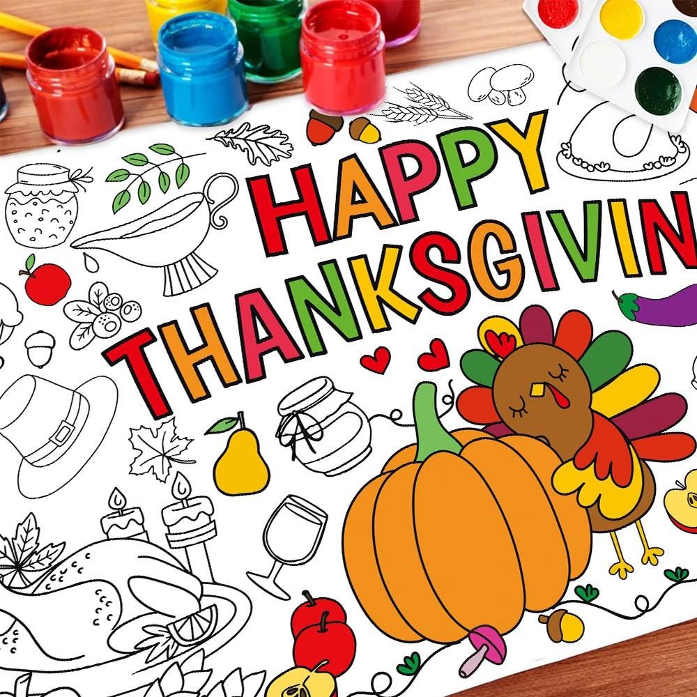Diy Kids Thanksgiving Canvas Graffiti Paper For Fall Celebration Party Decor