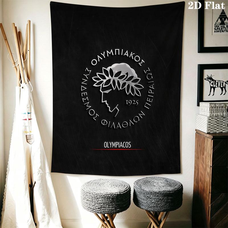 Olympiacos logo Wall Hanging Printed Fabric Blanket Decorative Tapestries for Bedroom Living Room Home Decor