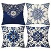 Ethnic Style Blue Floral Pattern Printing Pillowcase Living Room Sofa Chair Cushion Cover Bedroom Room Home Decoration