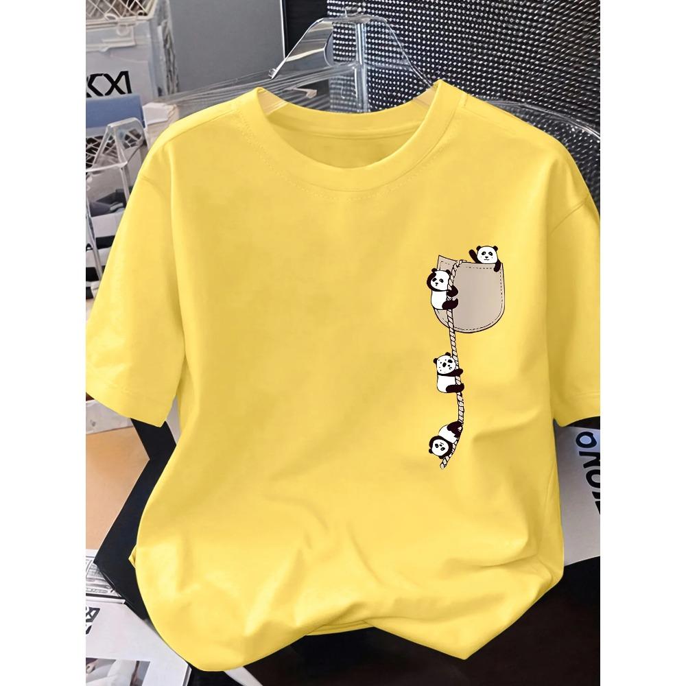 Women's O-Neck Panda Print Fashion Short-Sleeved Summer Casual T-shirt Women Clothes