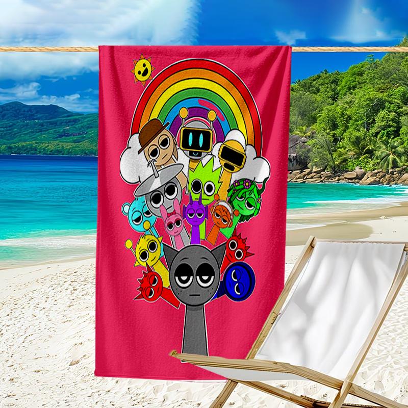 proof beach towel with a Sprunki7 pattern - soft,absorbent,quick-drying,machine washable - perfect for swimming,camping,bathing