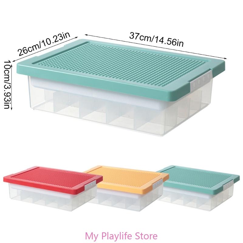 Kids Toy Storage Organizers Box Clear Box with Building Plate for Home Use