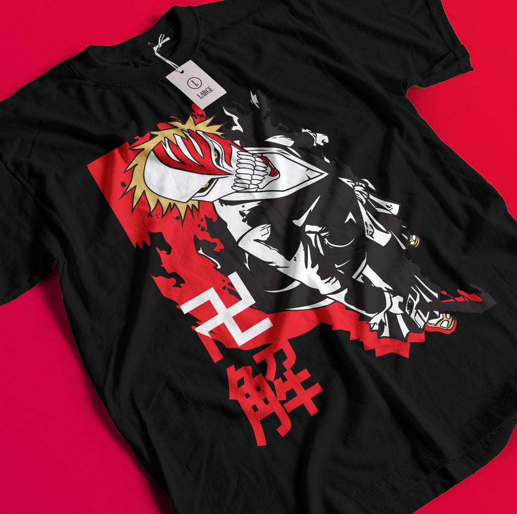 Bleach Anime Tshirt Ichigo Bankai T-Shirt Aizen Yhwach Tee Zaraki Kenpachi Shirt BB464