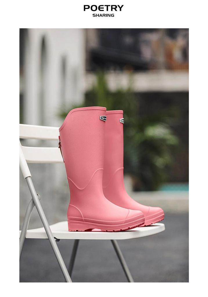 Unisex High-Top Waterproof Rain Boots - Lightweight, Non-Slip, Long Rubber Overshoes for Outdoors
