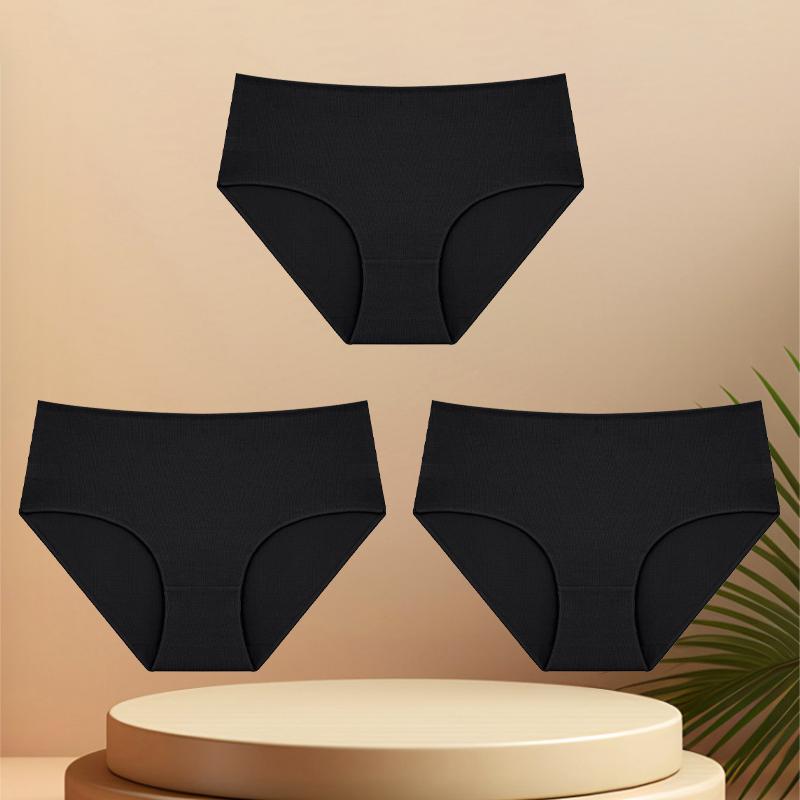 

3Pcs/Set Cotton Seamless High Waist Underwear Women Sexy Stretchy Breathable Underpants Solid Color Panties Comfort Briefs S-XXL 2XL