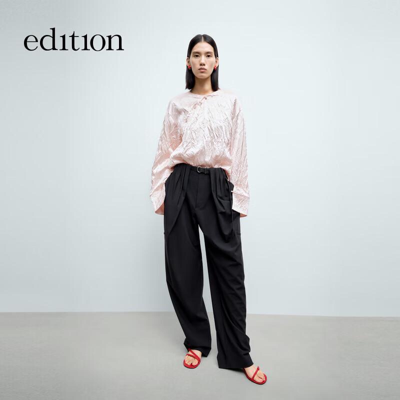 Edition New Chinese Style Wrinkled Satin Long Sleeve Loose Shirt M