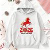 Year of The Horse 2026 Lunar Happy New Year Chinese Traditional Unisex Hoodies Horse Year Zodiac Long Sleeve Pullover Sweatshirt