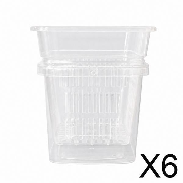6xClear Orchid Pot 3 Pack, Square Polypropylene Slotted for Roots with Drainage System,