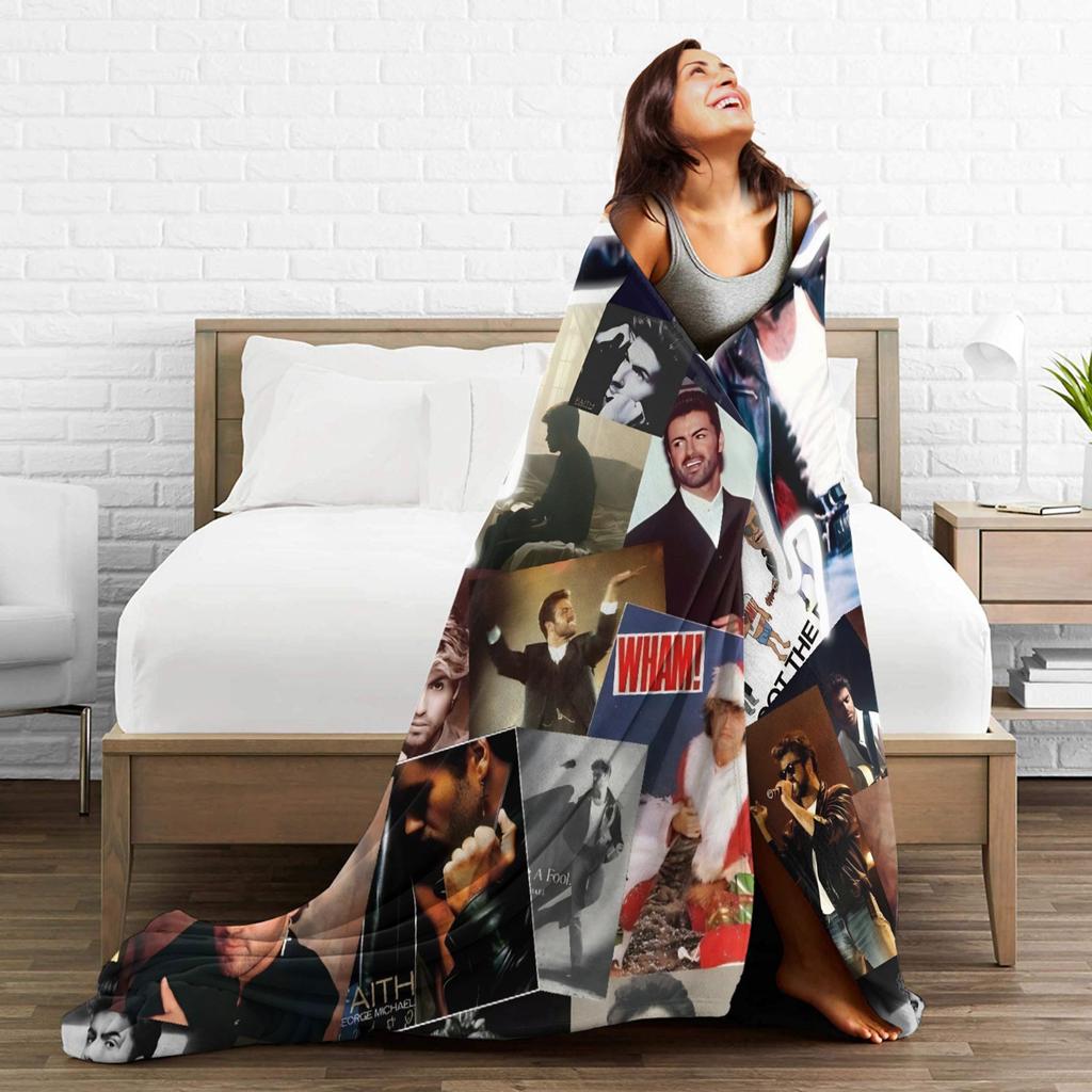 George Michael Music Blanket  Travel Office Flannel Throw Blanket For Living Room Soft Warm Design Quality Bedspread