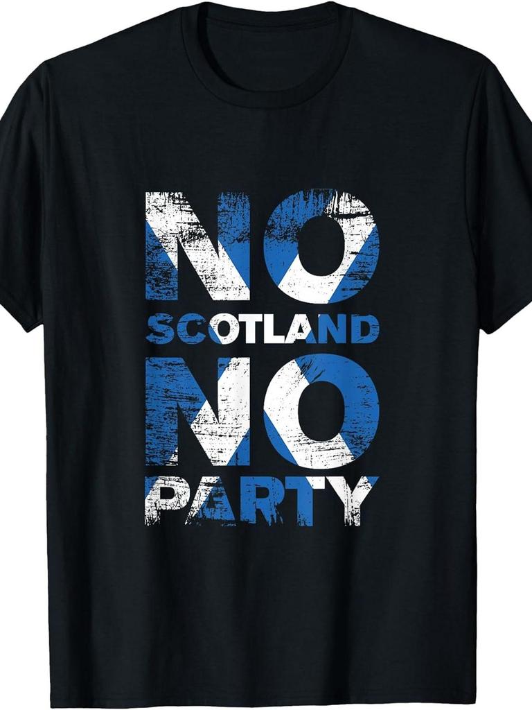 Scottish Banner Fan Scotland Flag No Scotland No Party T-Shirt Vintage Style, Crew Neck, Short