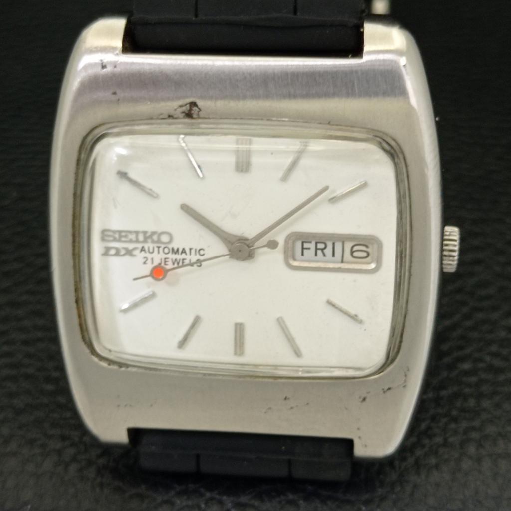 USED VINTAGE SEIKO DX AUTOMATIC 6106C JAPAN MENS WHITE DIAL WATCH a433863-2 R119-a433863