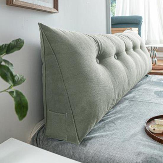 Headboard Wedge Pillow Triangular Headboard Cushion With Side Pocket Bed Bolster Pillow