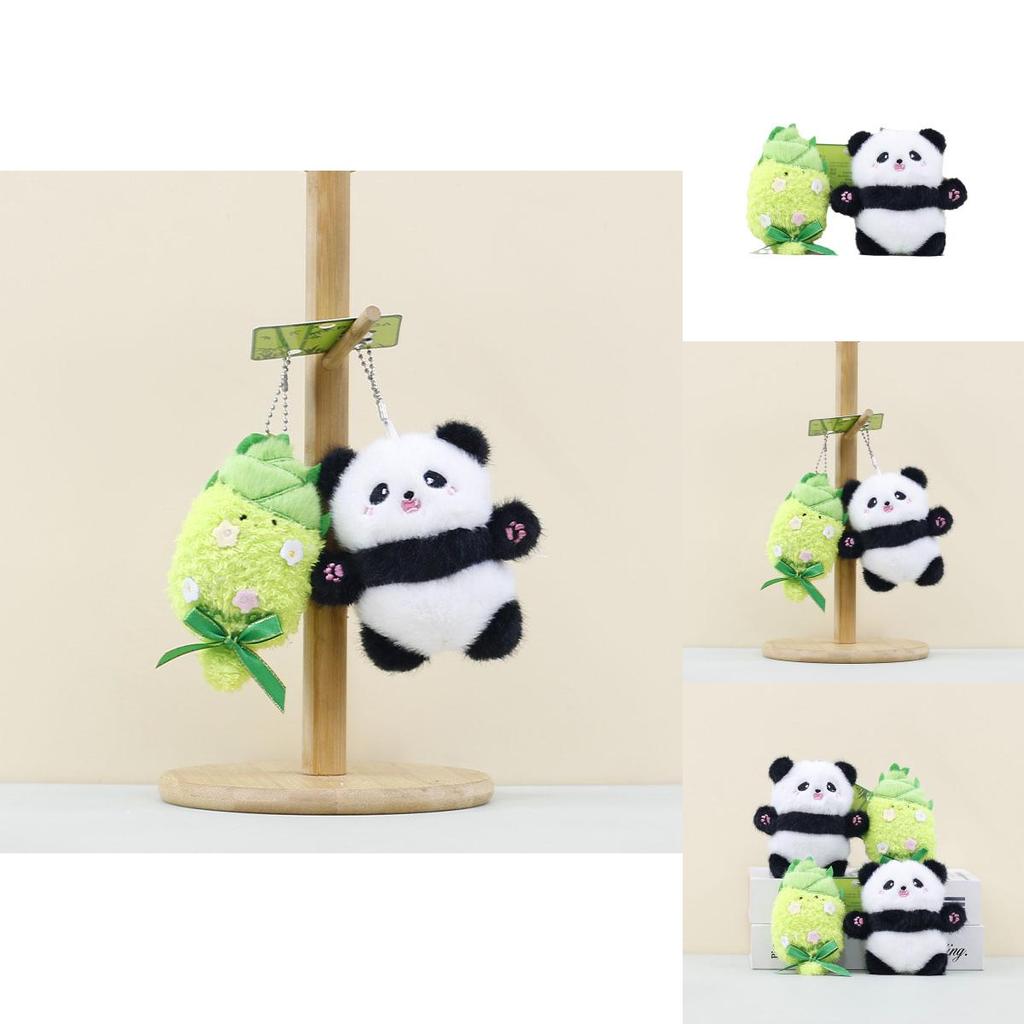 Charming Bamboo Shoot Panda Plush Toy Keychain Ideal For Couples Gift And Decor