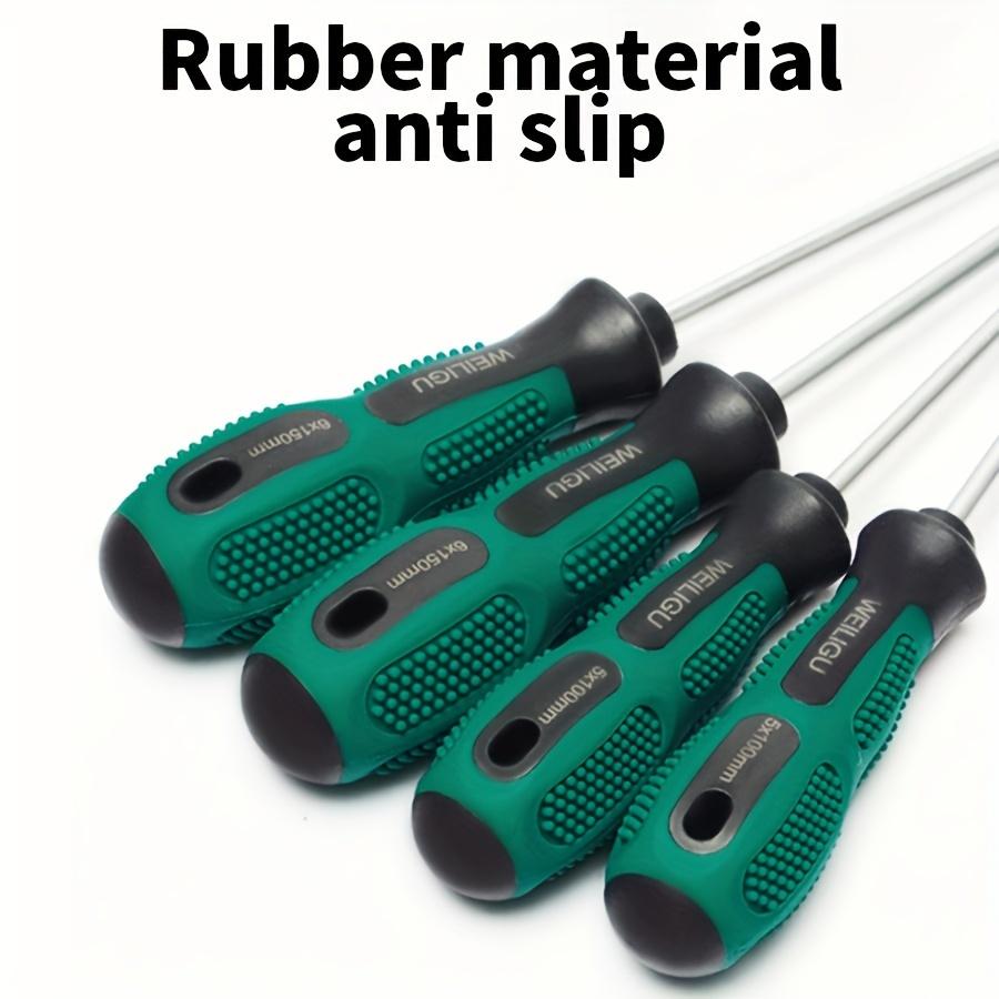 2 stk/sett Skrutrekker med gummihåndtak - Totallengde 420 mm/Stanglengde 300 mm*Stangtykkelse 5 mm Kromvanadiumstål - Magnetisk spiss, Ekstra lang - Håndverktøy