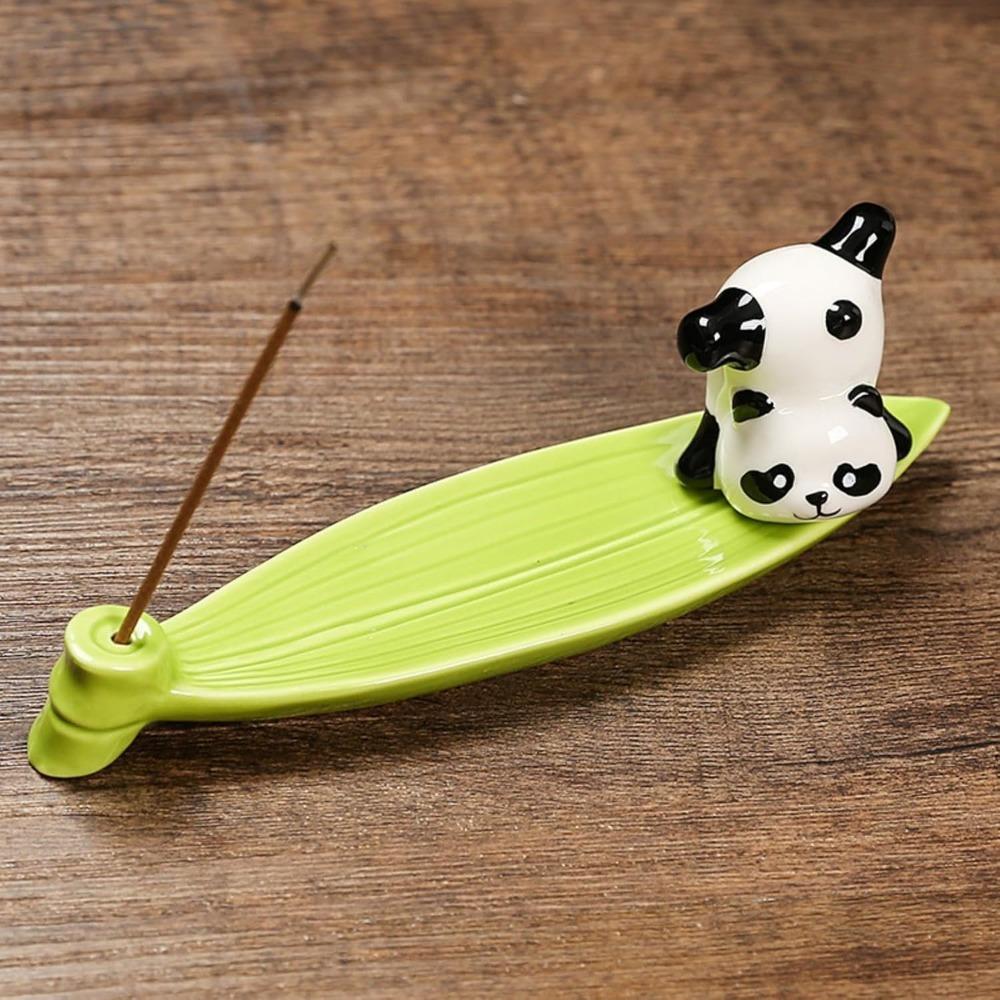 Boat Shape Incense Stick Burner Ash Catcher Incense Holder Aromatherapy Plate Resin Panda Figurine for Home Spa Decoration