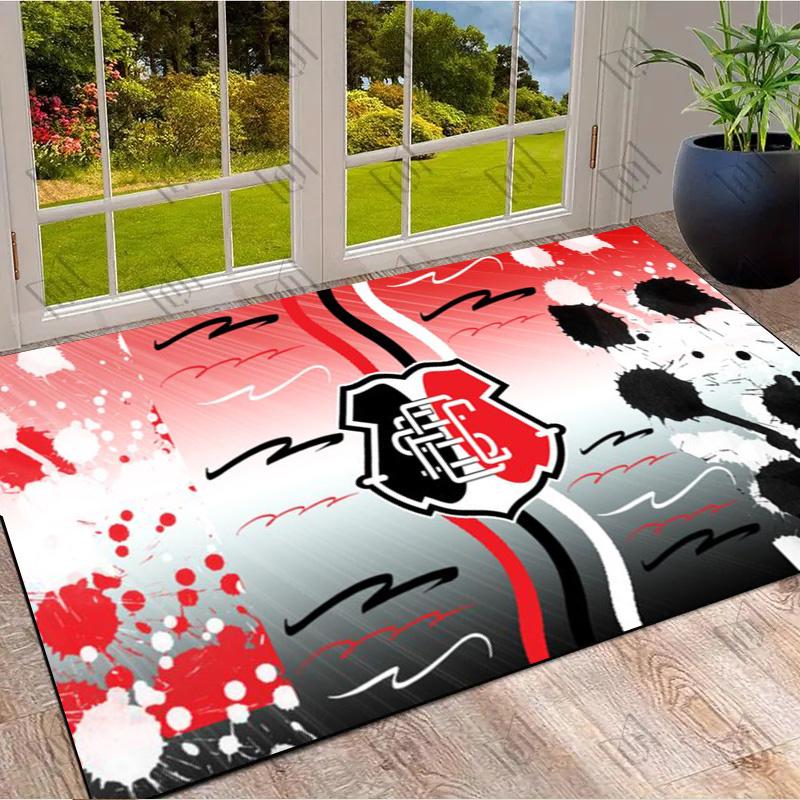 Sao Paulo FC Crest Red Black Splash Graffiti Print Area Rug Brazilian Soccer Fan Non Slip Rectangular Floor Mat Gaming Room Home Decor Rug