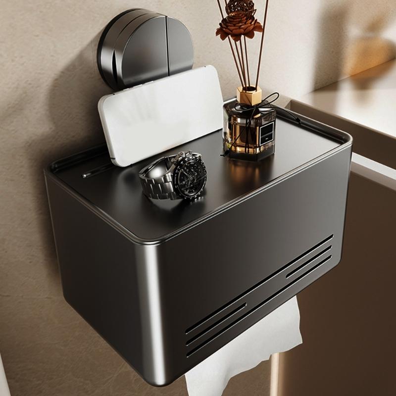 Suction Cup Tissue Holder Wall Mounted Tissue Box Paper Roll Dispenser Toilet Roll Paper Holder Box Easy To Install