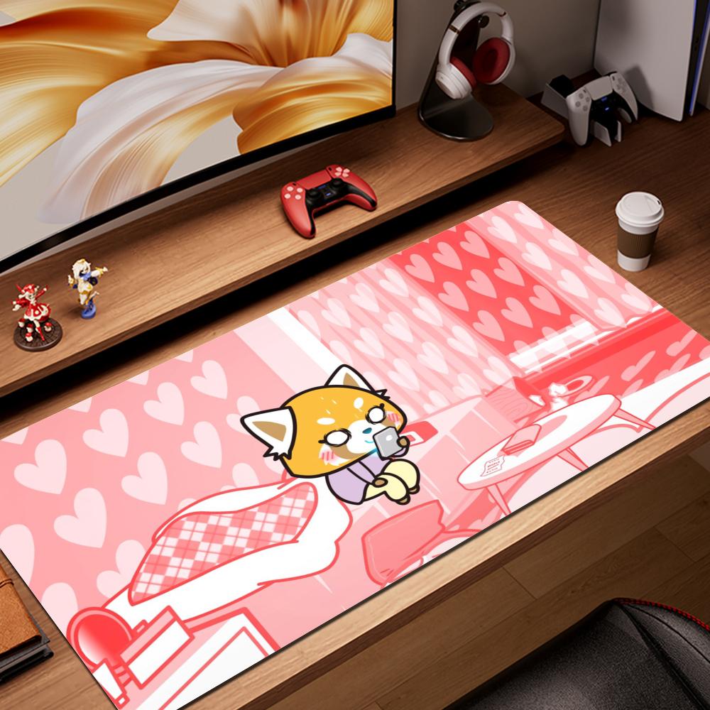 HYBXAXC Large Mouse Pad Gamer Aggretsuko Computer Mat Gaming Laptop Deskmat Mausepad Pc Accessories Mats Keyboard Cabinet Mause