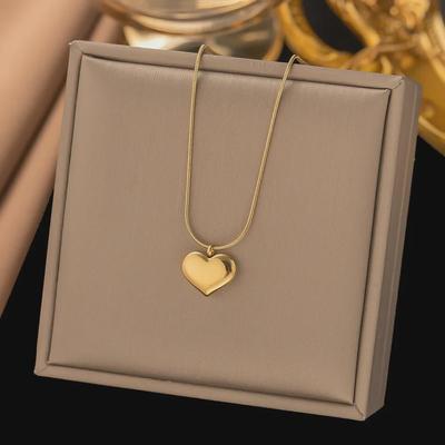 Collana Cuore 3D Bifacciale Europeo e Americano - Catena Clavicola Stile Giapponese e Coreano, Gioiello Versatile con Ciondolo Amore