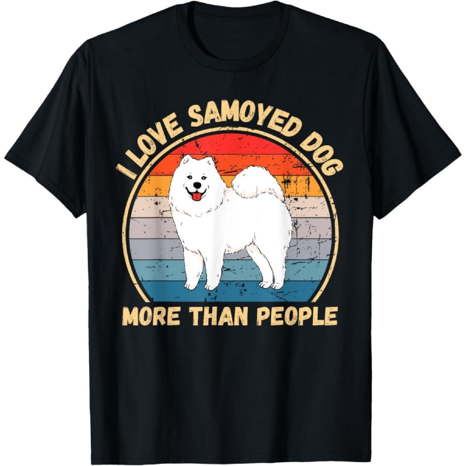 Vintage I Love Samoyed More Than People Samoyed Dog Lover T-Shirt for Men Women Kids S