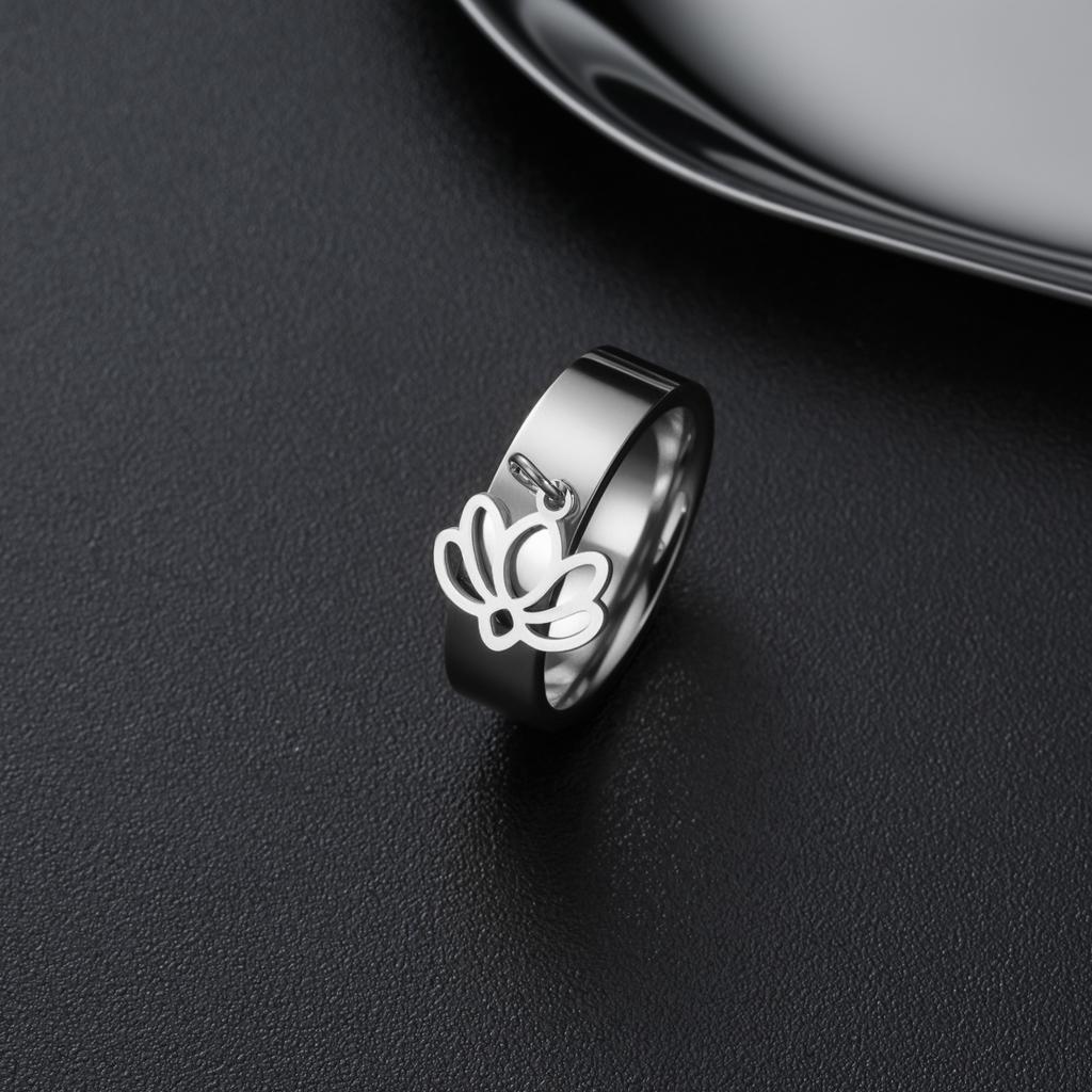 Cazador Flower Lotus Charm Rings for Women Ring Stainless Steel Yoga Buddhism Finger Jewelry 2026 Mother's Day Gifts New