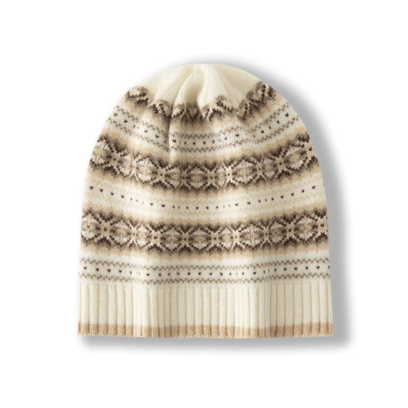 New Women's Knitted Hat Casual Color Blocked Cable Knitted Outdoor Warm and Thickened Ear Protection Cap