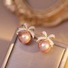Jewelry Accessories Bow Pearl Ear Studs Bowknot Bow Pearl Ear Hook Korean Bow Pearl Earrings  Bride