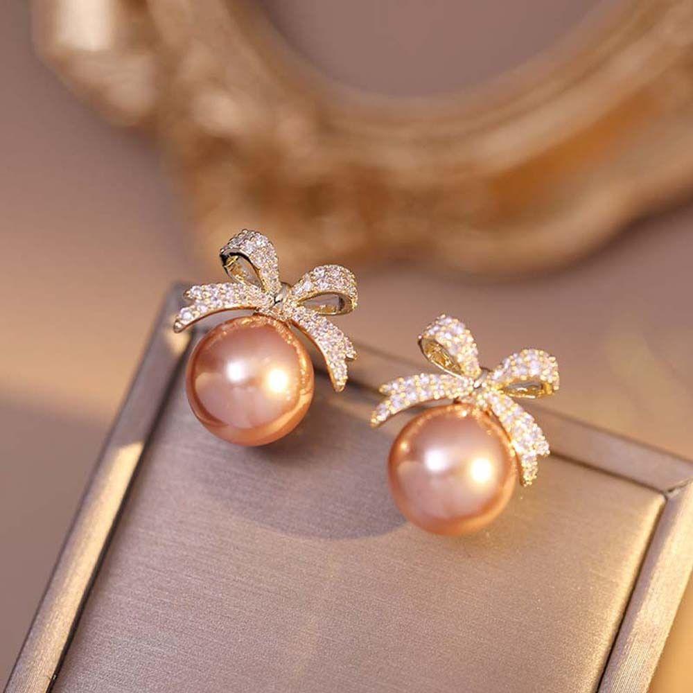 Jewelry Accessories Bow Pearl Ear Studs Bowknot Bow Pearl Ear Hook Korean Bow Pearl Earrings  Bride
