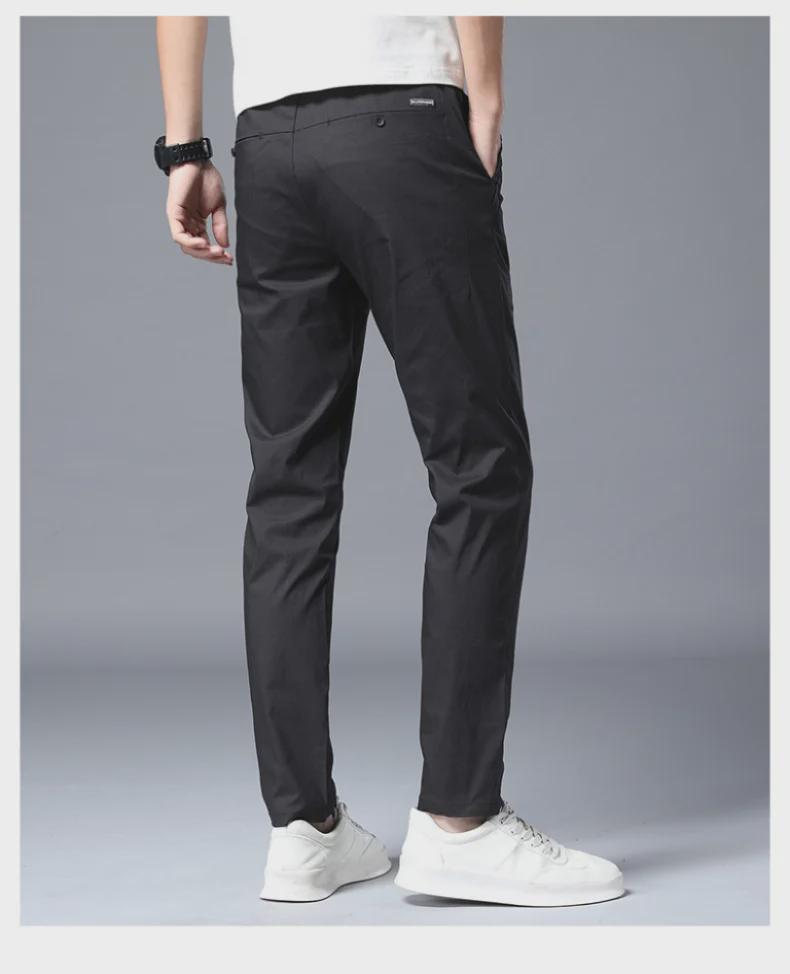 Mládežnické rychleschnoucí strečové kalhoty z ledového hedvábí v korejském stylu - Slim, prodyšné, jednobarevné ležérní kalhoty pro všechna roční období.