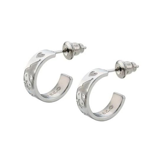 White Clover Kuromi Sanrio Characters Stainless Steel Earrings Half Hoop (2 Pieces Both Ears) SAST-P003SV