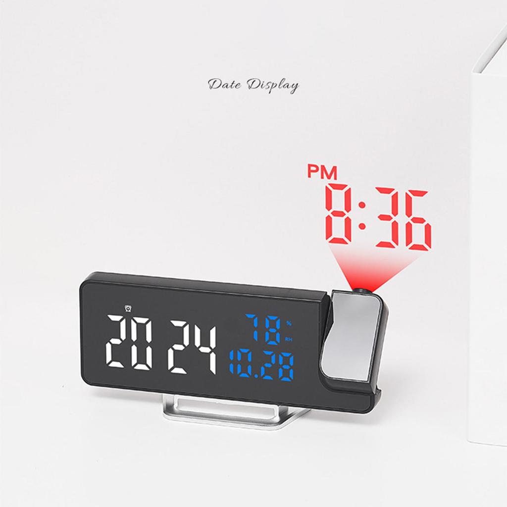 Digital Projection Clocks 270 Rotatable Projector LED Display Household Desktop Clock With Temperature & Humidity Display For