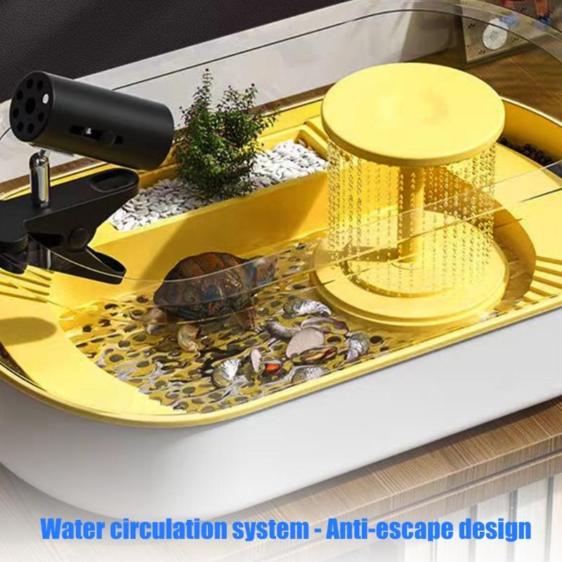 Indoor Bird Bath Tub for Small Companion Birds with Water Pump, Plastic Bath Tray and Clear Wall for Daily Use