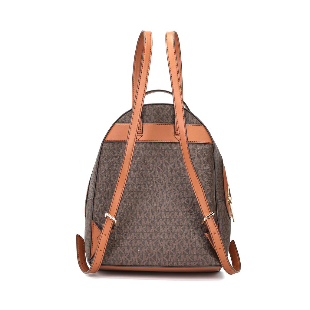 Michael Kors Sheila Mochila de Lona Revestida com Fechamento em Zíper Monograma Clássico Mochila Feminina Marrom Dourado 35F3G6HB6B-BROWN