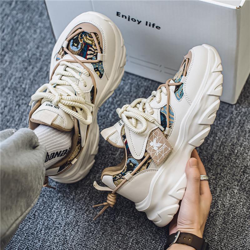 Męskie buty sportowe na grubej podeszwie, modne buty sportowe na co dzień na cztery pory roku, z miękką podeszwą, outdoorowe buty do biegania dla studentów, męskie sneakersy