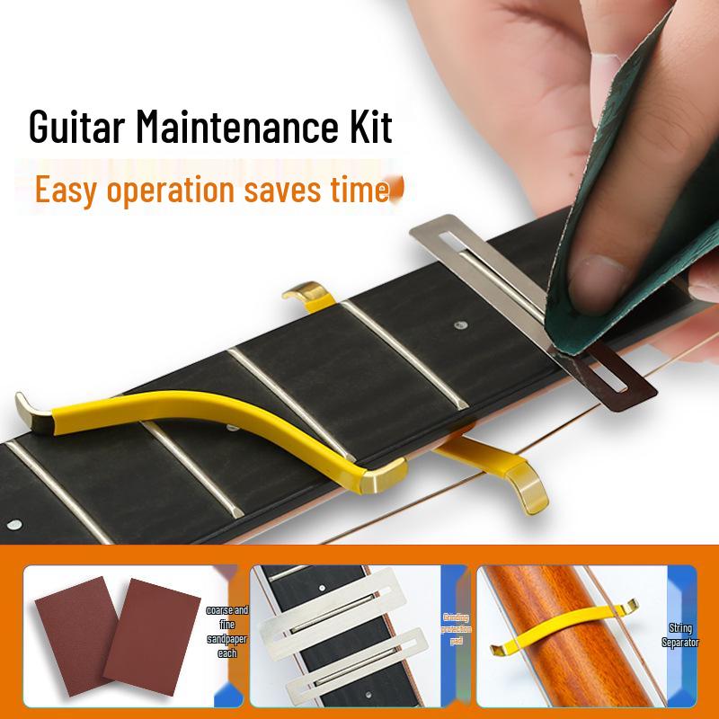 Professional Guitar Fretboard Maintenance Set: String Separator, Polishing Sandpaper, Shim Repair Tools